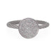 White Gold Diamond Disc and Grey Stainless Steel Cable Ring