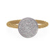 Yellow Stainless Steel Cable and White Gold Diamond Disc Ring