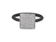 Black Stainless Steel Cable and White Gold Square Diamond Ring