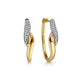 White and Yellow Gold Pave Diamond Bypass Hoop Earrings