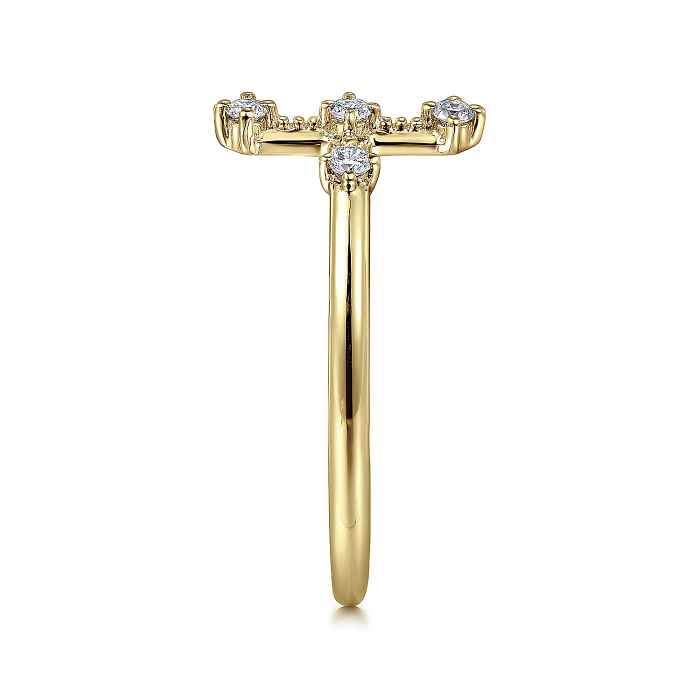Yellow Gold Diamond Cross Ring