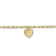 Yellow Gold Bujukan Heart Charm Paperclip Chain Bracelet