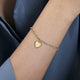 Yellow Gold Bujukan Heart Charm Paperclip Chain Bracelet