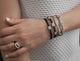 Stainless Steel Cable Single Square Cube Station Bracelet with White Gold and Diamonds