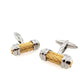 Men's yellow Stainless Steel Cable Cylinder Cufflinks