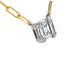 White and Yellow Gold Small Square Baguette Diamond Pendant with Paperclip Chain