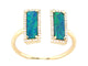 Yellow Gold Black Opal Doublet and Diamond Rectangular Ring