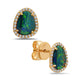 Yellow Gold Black Opal Doublet and Diamond Stud Earrings