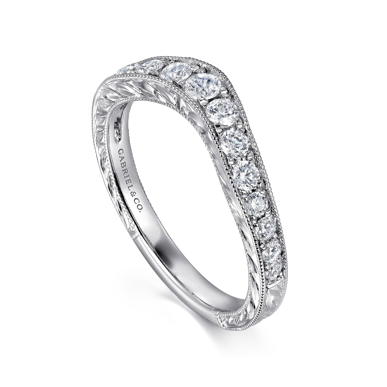Curved Diamond Wedding Band