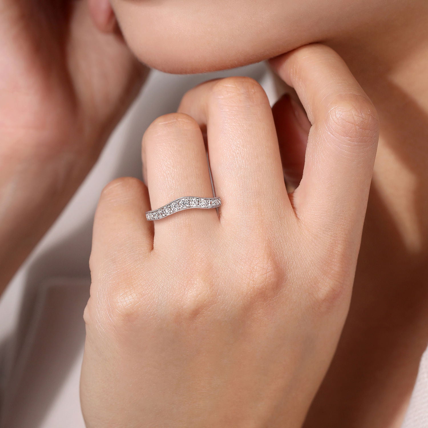 Curved Diamond Wedding Band