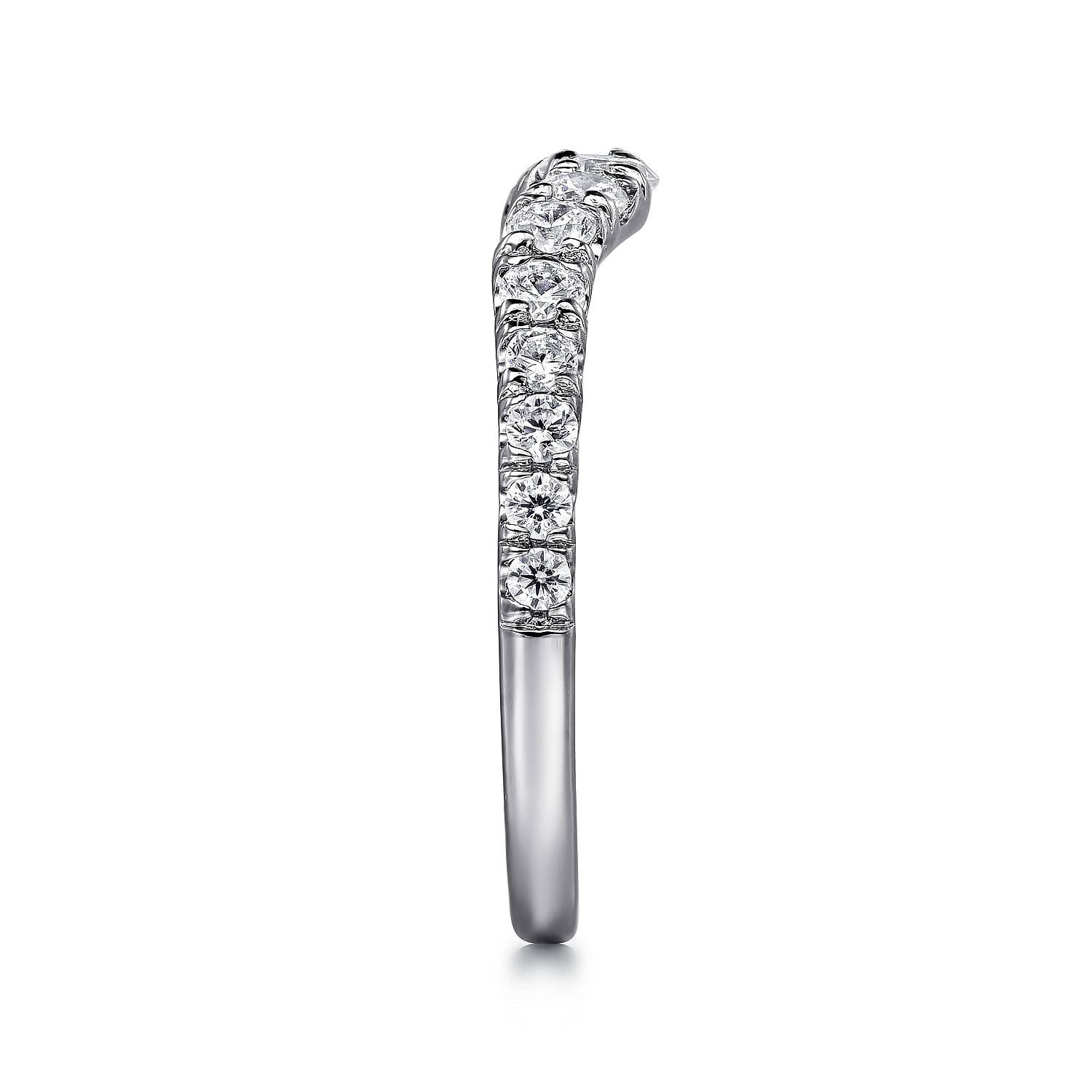 Chambery Curved White Gold French Pave Diamond Wedding Band, 0.50 ctw