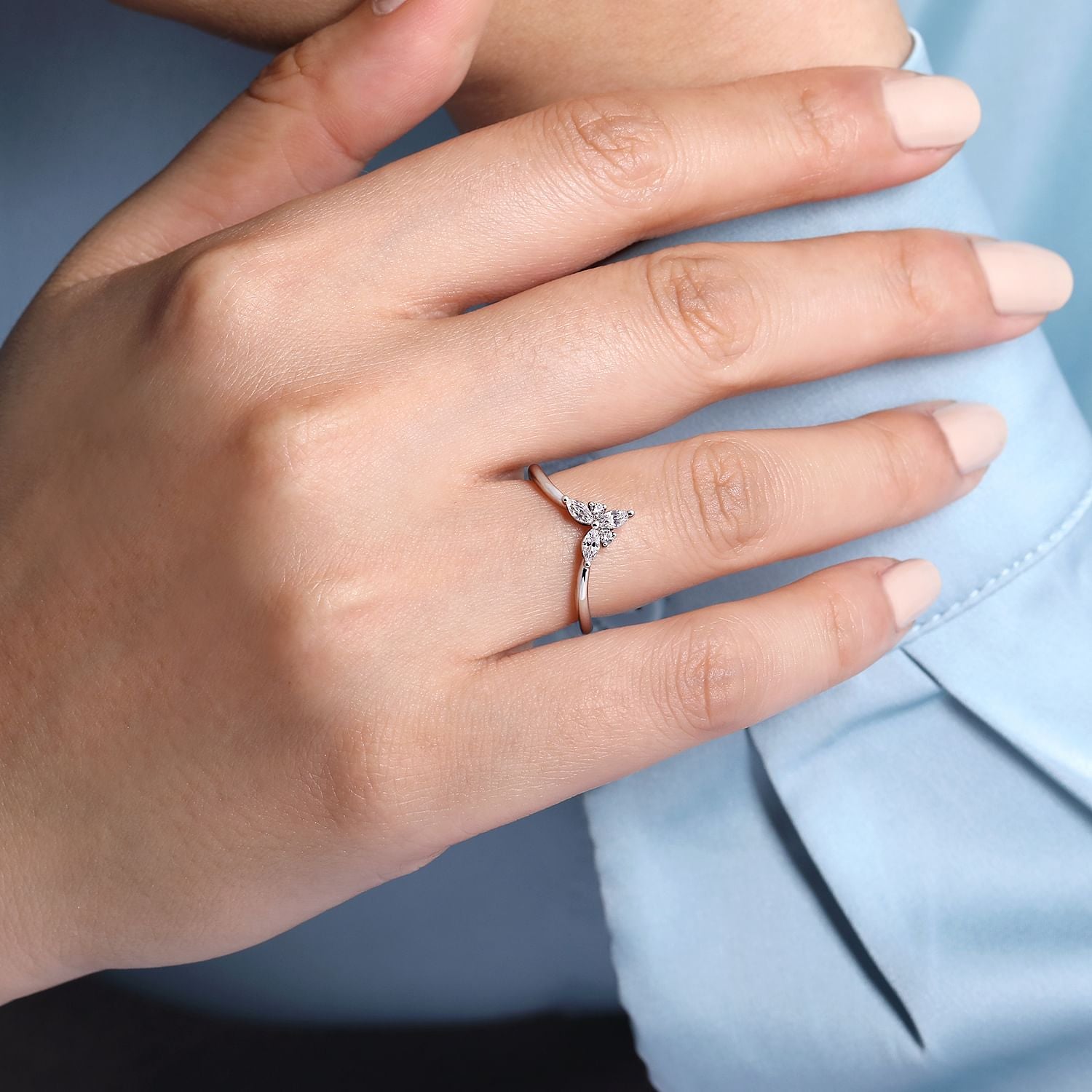 Curved Diamond Wedding Band