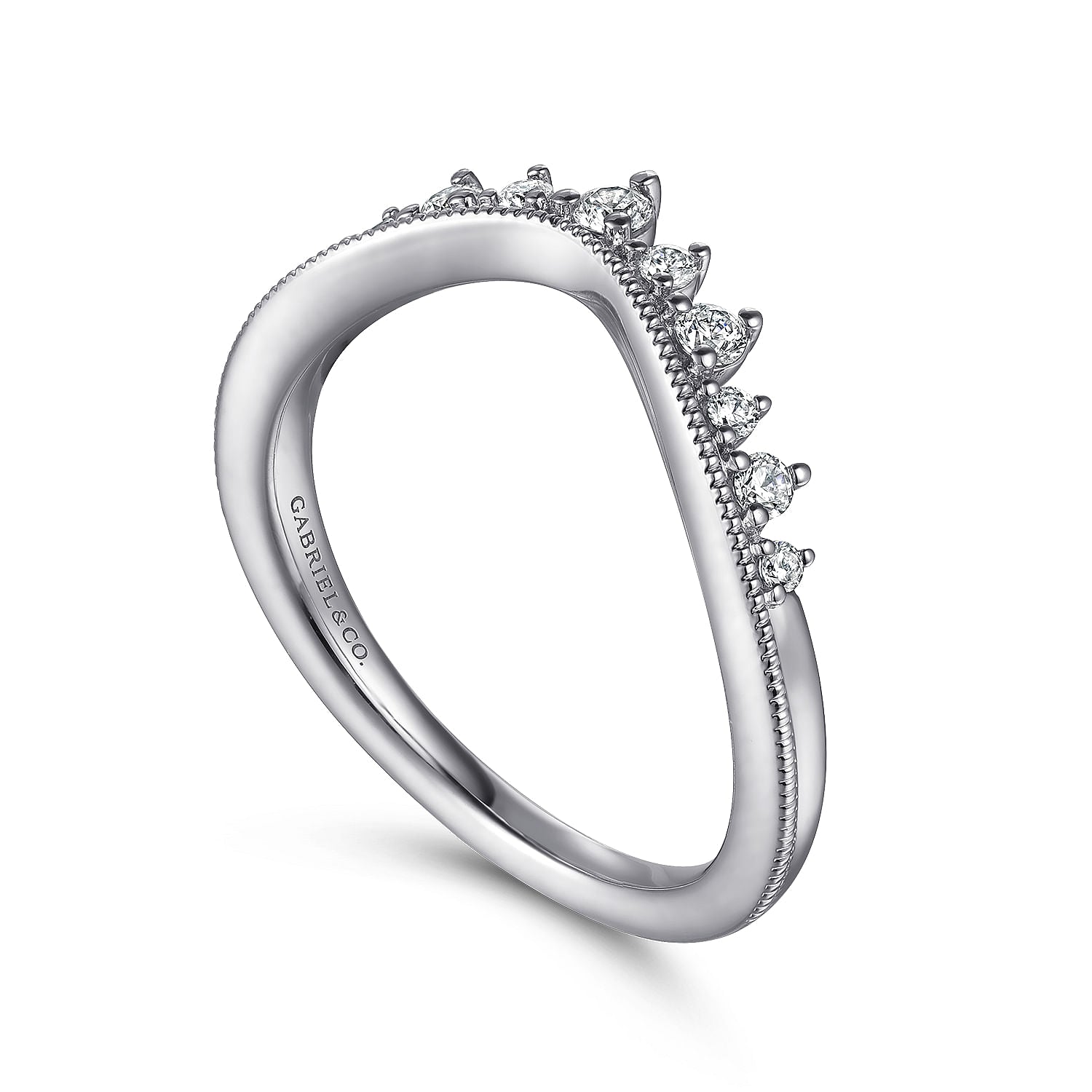 Curved Diamond Wedding Band