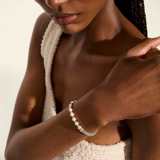 Sterling Silver Classic Chain and Fresh Water Pearl Bracelet