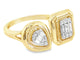 Yellow Gold Pear and Cushion Cluster Diamond Ring with Milgrain Details