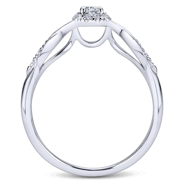 White Gold Round Halo and Marquise Accents Diamond Complete Engagement ring