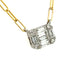 White and Yellow Gold Diamond Baguette Cluster Necklace with Paperclip Chain