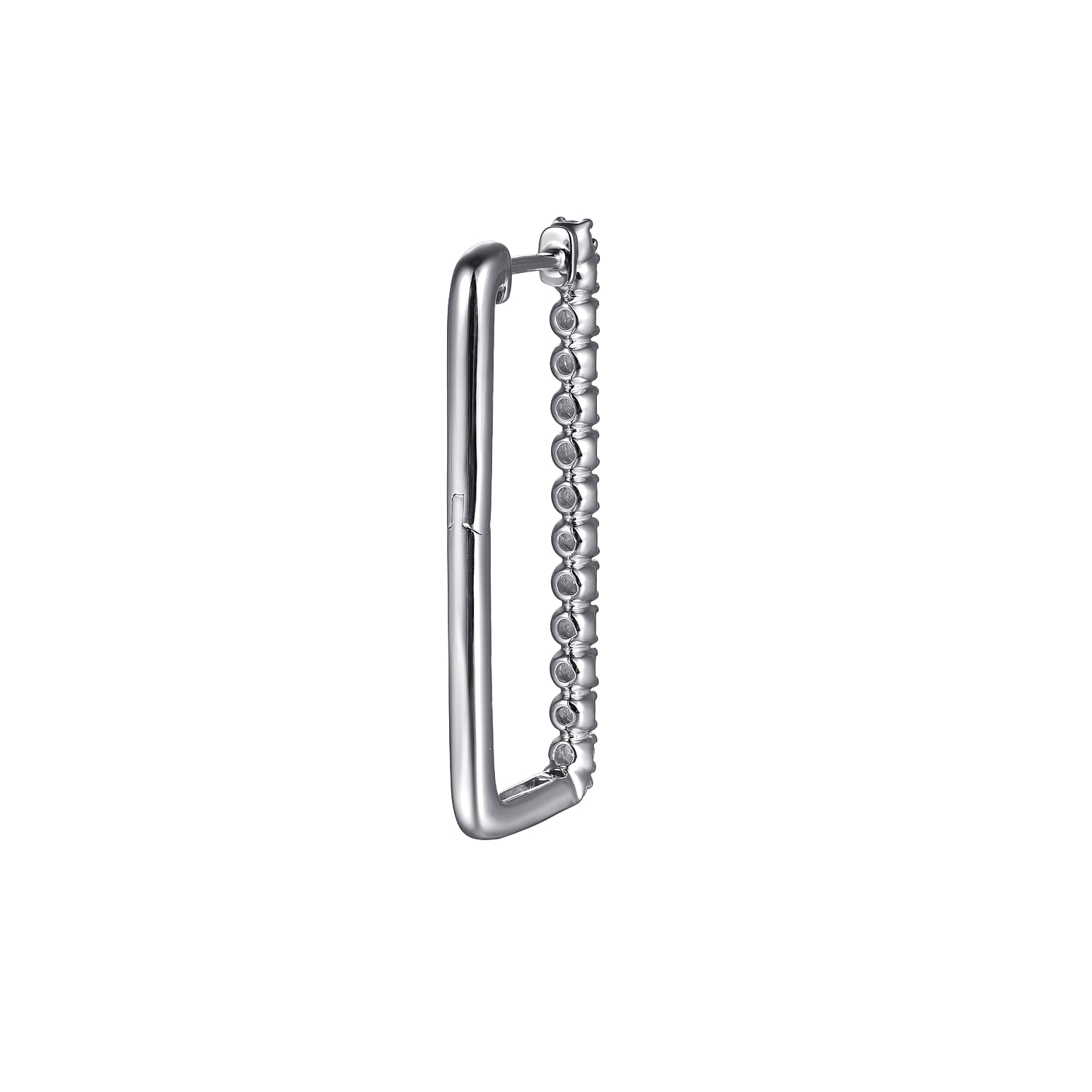 White Gold 30mm Diamond Paperclip Hoop Earrings