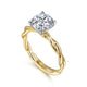 Emersin White and Yellow Gold Twisted Round Diamond Engagement Ring Setting