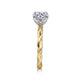 Emersin White and Yellow Gold Twisted Round Diamond Engagement Ring Setting