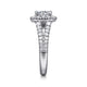 James White Gold Cushion Halo Round Diamond Engagement Ring Setting