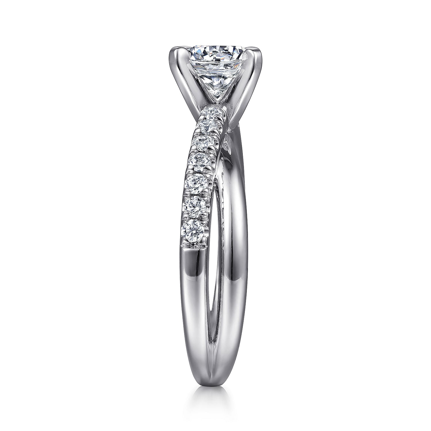 Morgan White Gold Round Twisted Diamond Engagement Ring Setting
