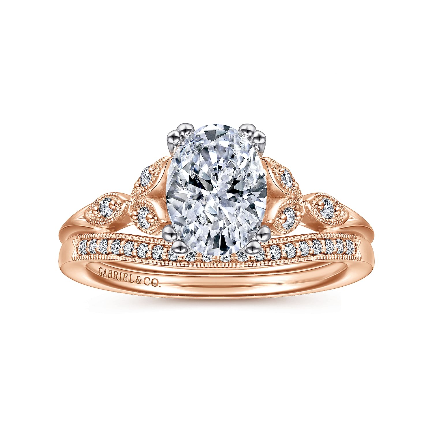 Celia Oval Rose Gold Diamond Engagement Ring Setting