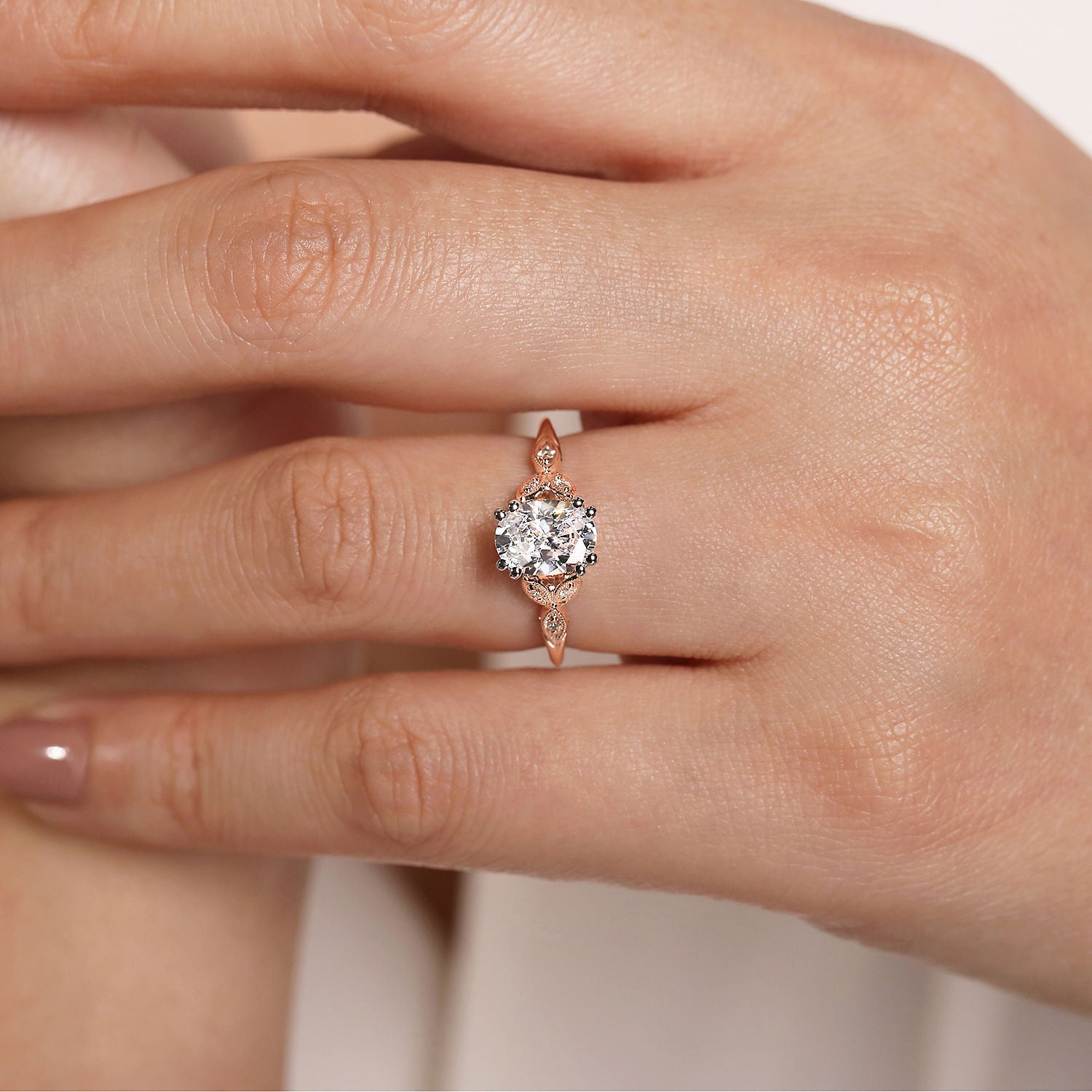 Celia Oval Rose Gold Diamond Engagement Ring Setting
