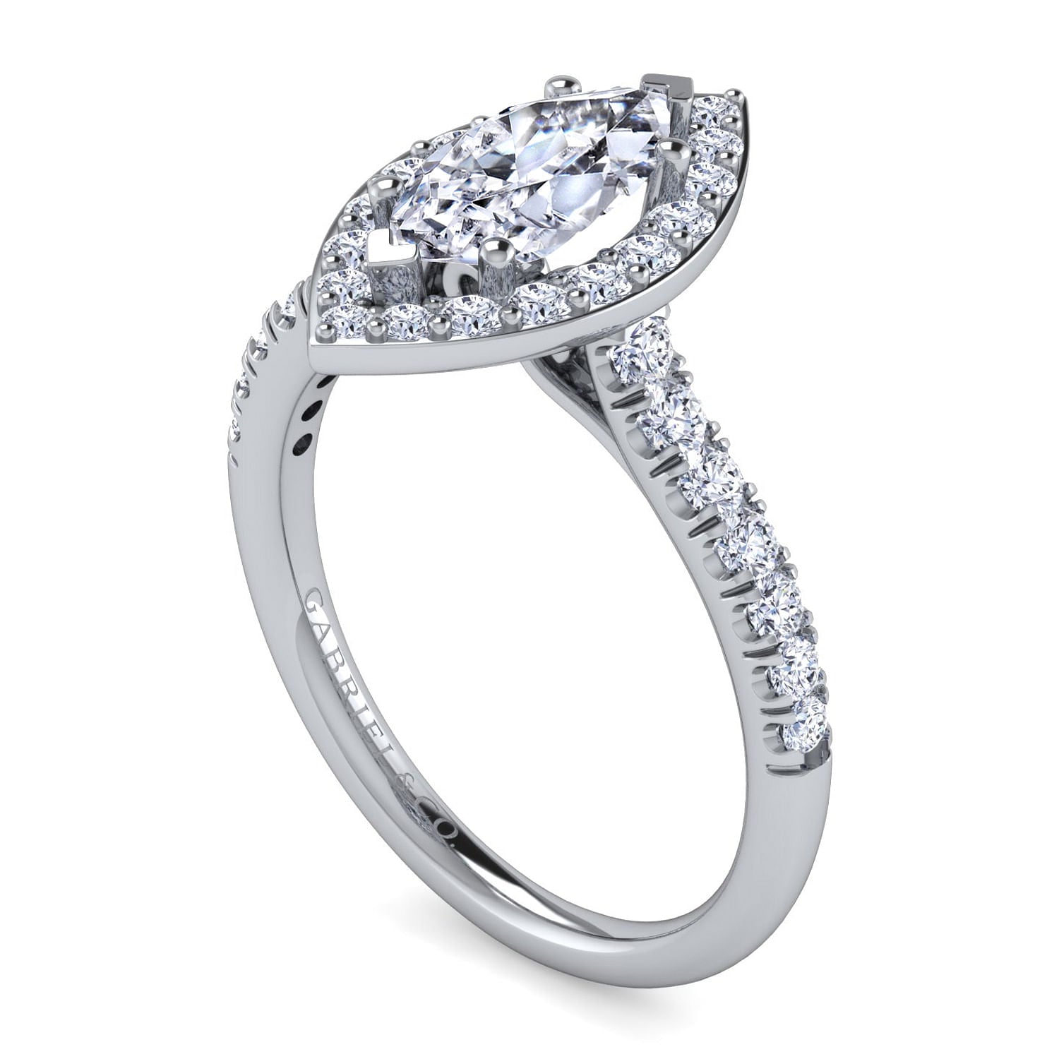Lyla White Gold Marquise Halo Diamond Engagement Ring Setting