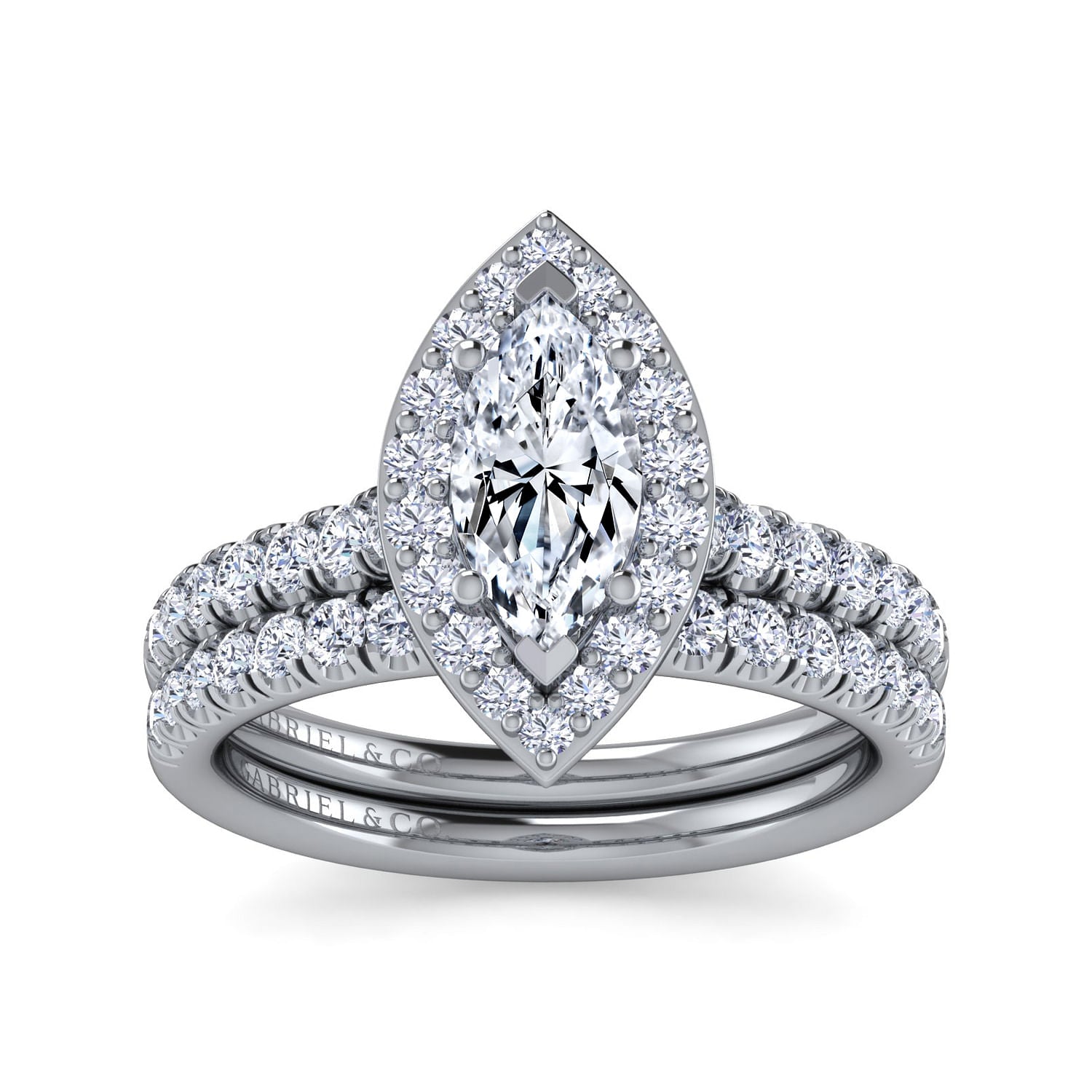 Lyla White Gold Marquise Halo Diamond Engagement Ring Setting