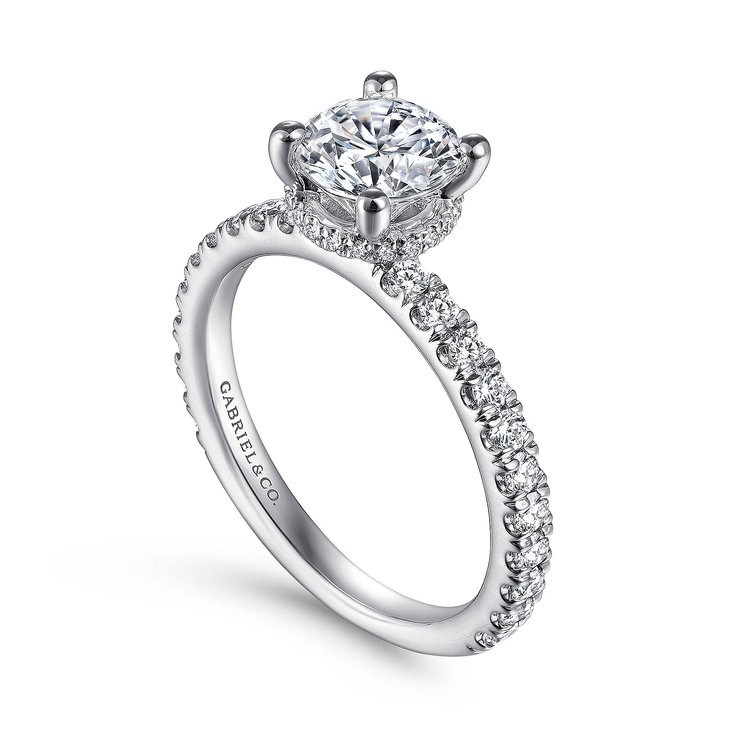 Alina White Gold Hidden Halo Round Diamond Engagement Ring Setting