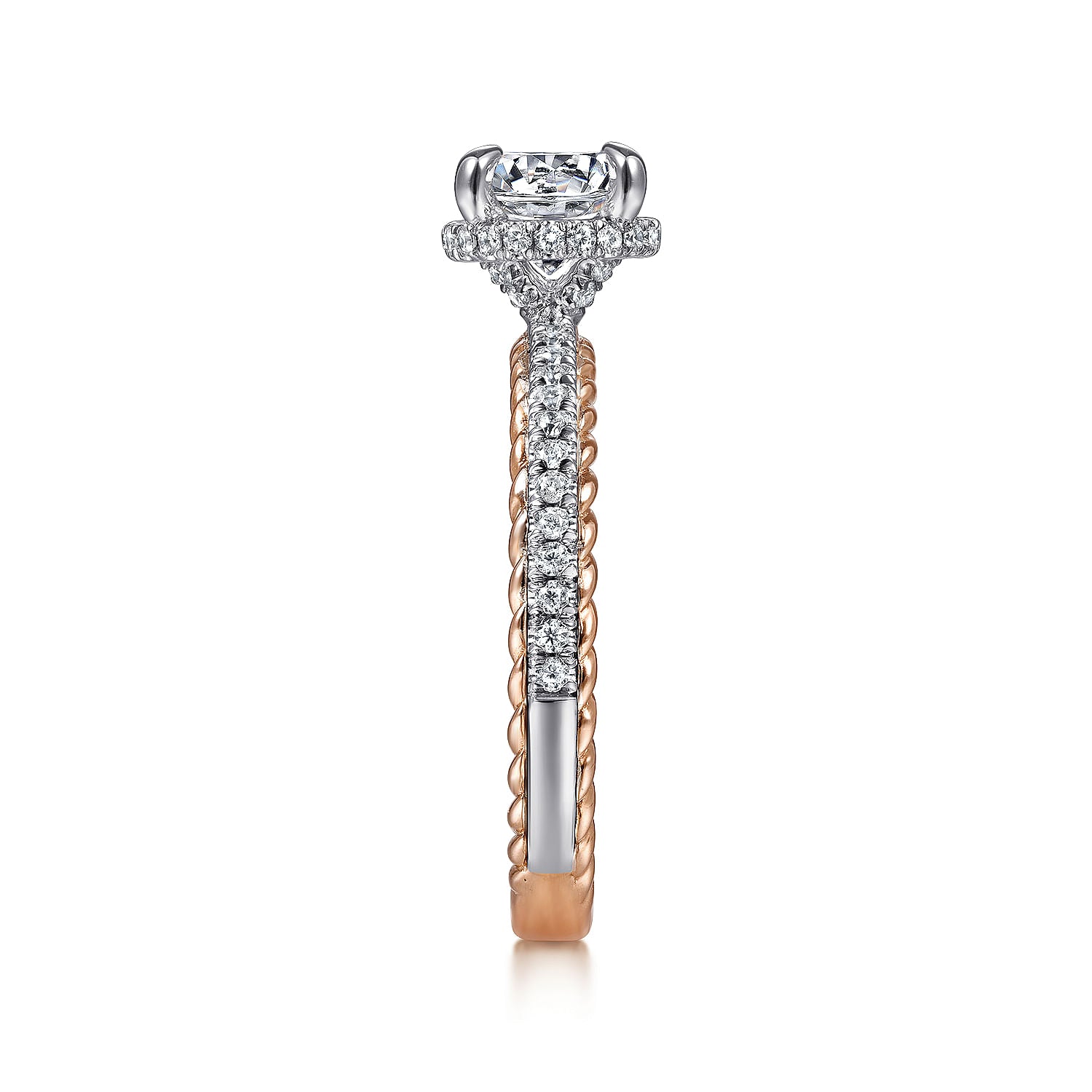 Vetta White and Rose Gold Round Diamond Engagement Ring Setting