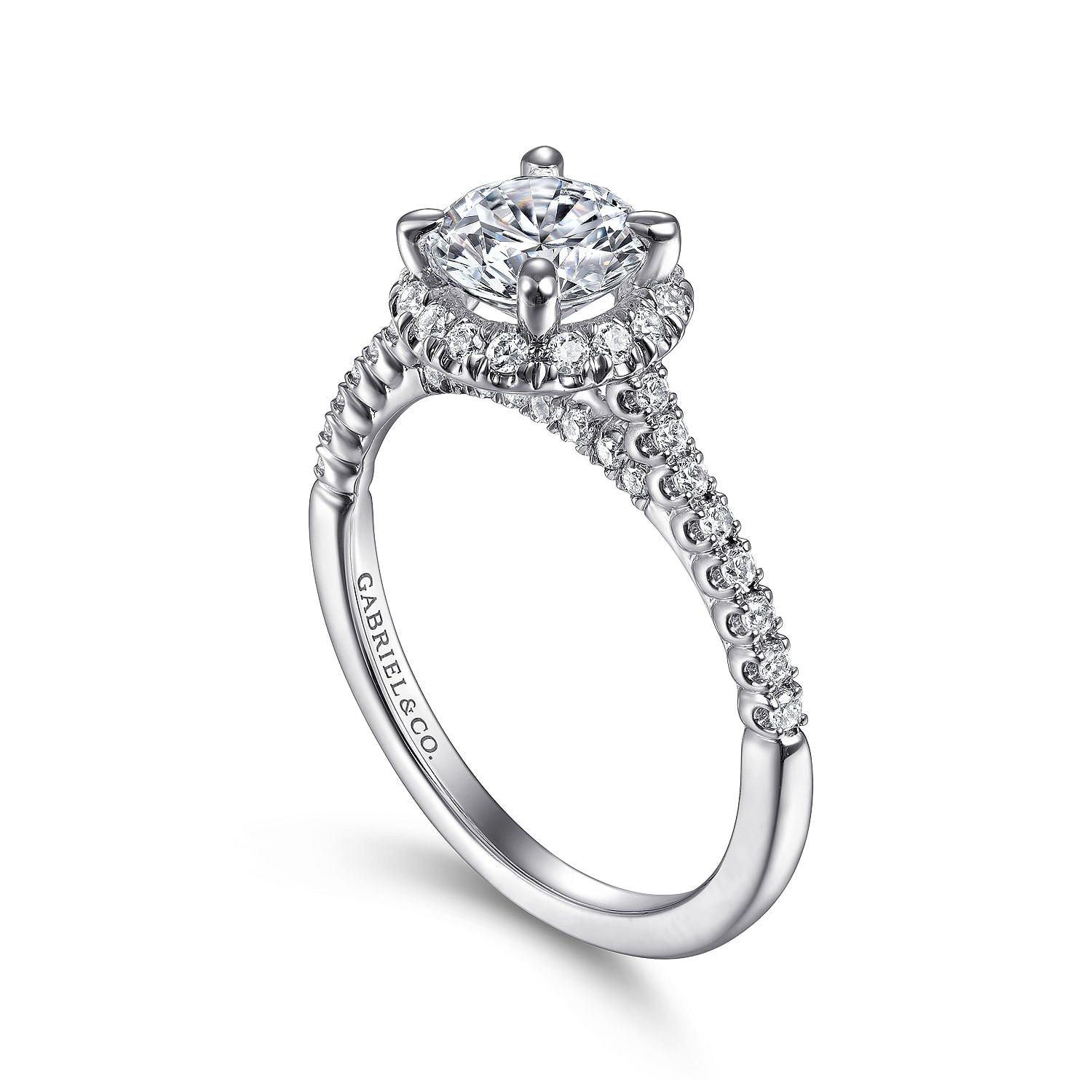 Nicia White Gold Round Halo Diamond Engagement Ring Setting