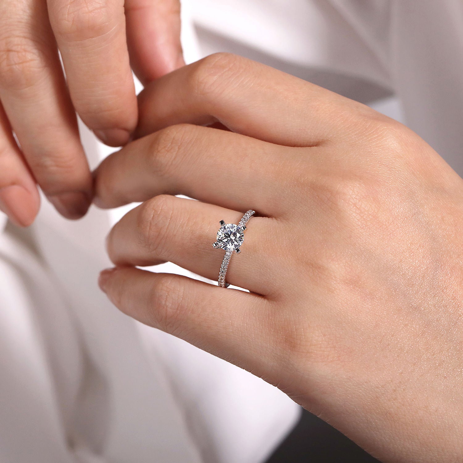 Oyin White Gold  Round Diamond Engagement Ring Setting