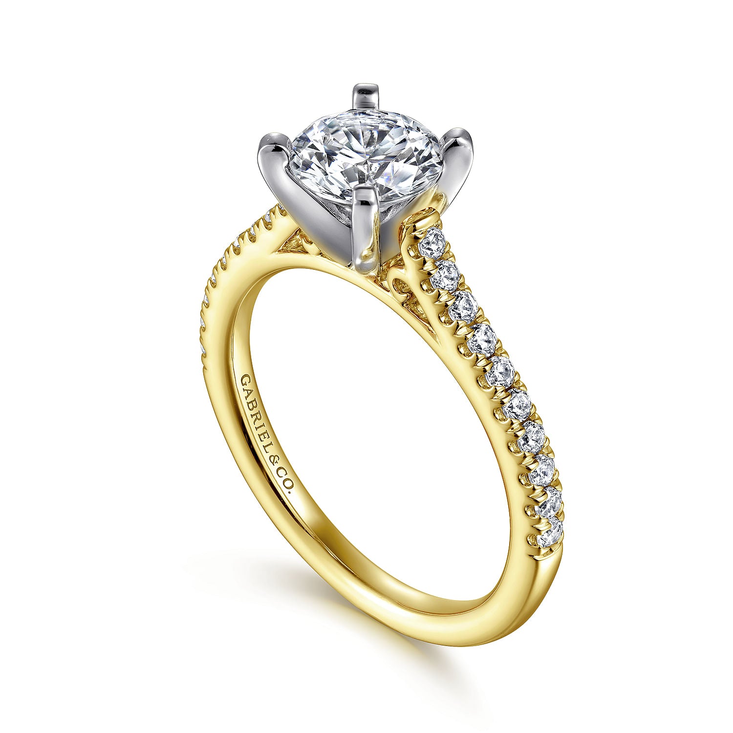 Joanna White and Yellow Gold Round Diamond Engagement Ring Setting