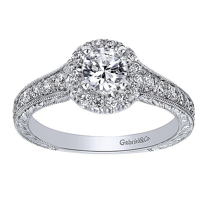 White Gold Round Halo Complete Diamond Engagement Ring