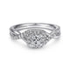 White Gold Princess Halo Twisted Diamond Complete Engagement Ring