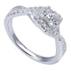 White Gold Princess Halo Twisted Diamond Complete Engagement Ring