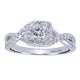 White Gold Princess Halo Twisted Diamond Complete Engagement Ring
