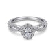 White Gold Diamond Oval Halo Twisted Complete Engagement Ring