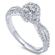 White Gold Diamond Oval Halo Twisted Complete Engagement Ring