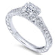 White Gold Princess Cut Diamond Complete Engagement Ring