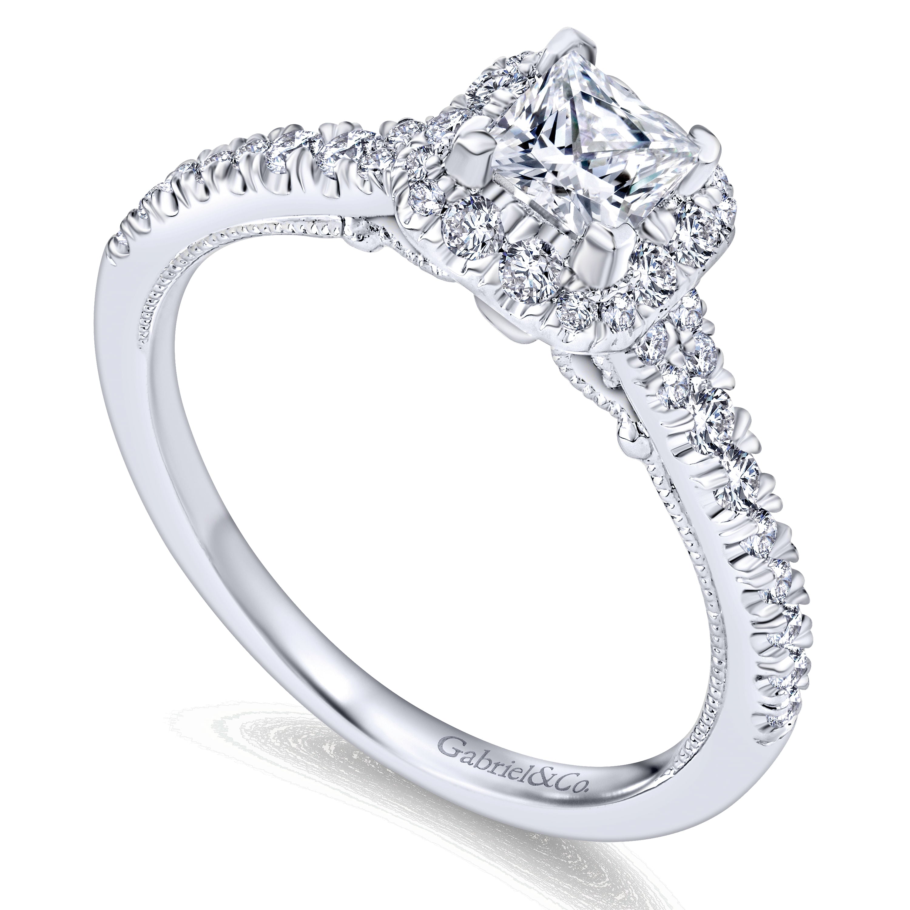 White Gold Princess Cut Complete Diamond Engagement Ring
