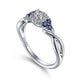 White Gold Round Halo Sapphire and Diamond Complete Engagement Ring