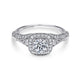 White Gold Vintage Inspired Cushion Halo Round Complete Diamond Engagement Ring