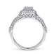 White Gold Vintage Inspired Cushion Halo Round Complete Diamond Engagement Ring