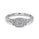 White Gold Round Diamond and Cushion Halo Complete Engagement Ring