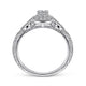 White Gold Round Diamond and Cushion Halo Complete Engagement Ring