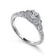 White Gold Round Diamond and Cushion Halo Complete Engagement Ring
