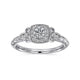 White Gold Round Diamond and Cushion Halo Complete Engagement Ring